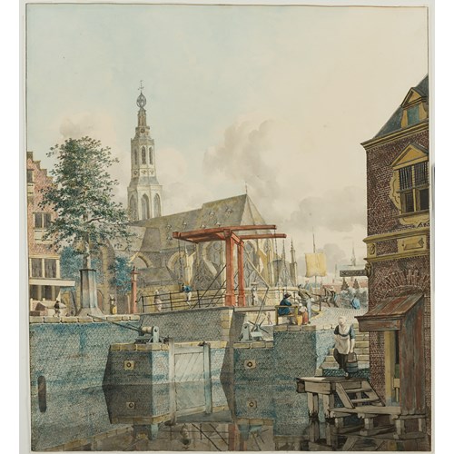 A Road by a Canal with a Church Beyond